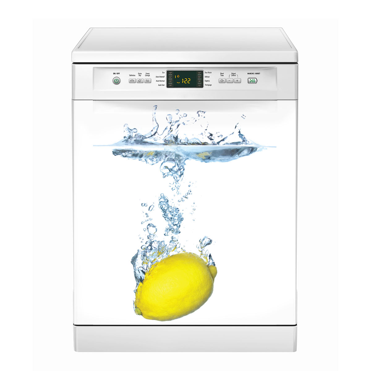 Sticker lave vaisselle citron dans l'eau